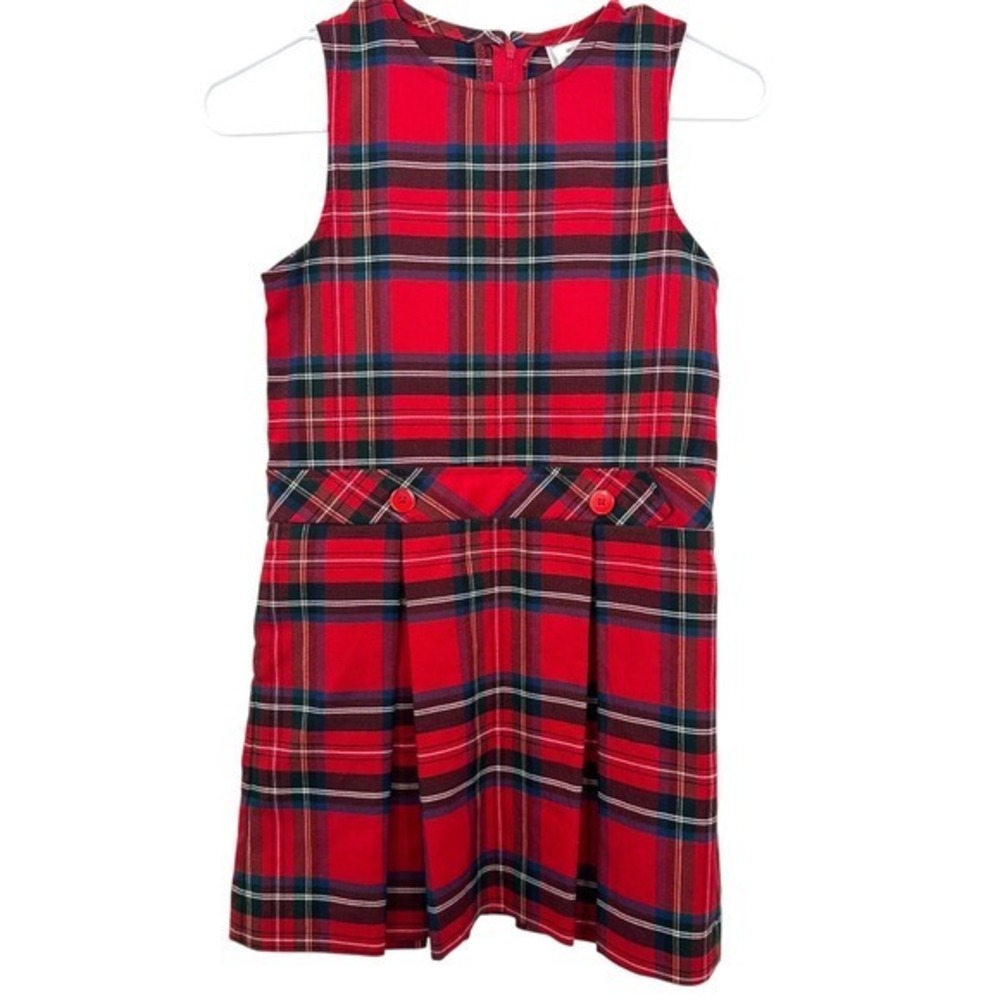 Vintage Donald's Girls Pleated Dress Size 6X Red Plaid Uniform Holiday Buckle